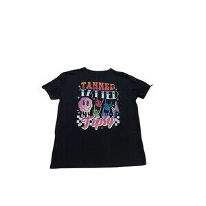 Y2K Retro Summer Vibes T-Shirt - Black Graphic Tee Smiley Flamingo, Disco Sun L